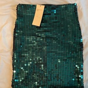 H&M Green Sequin pencil skirt